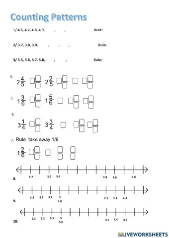 CHILL 5 Counting Patterns Mixed Fractions and Decimals Set 1