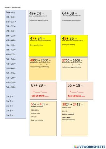 CHILL5 Math Addition Mentals Set 6