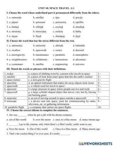 Unit 10: Space Travel
