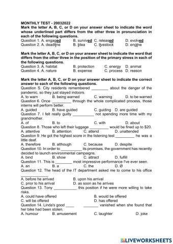 Monthly test - 20032022