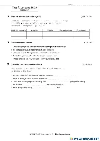 Webkids 2 TEST 4 (Lessons 16-20)