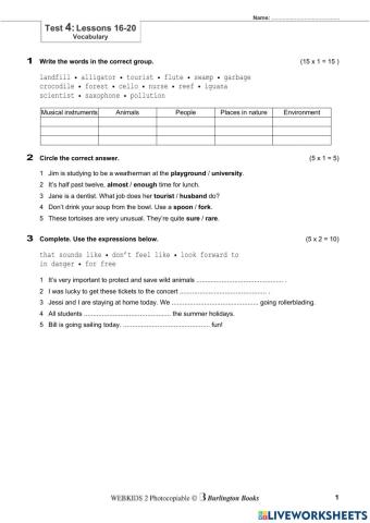 Webkids 2 TEST 4 (Lessons 16-20)