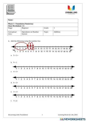 Phase 1– Foundation Numeracy Class Worksheet -11