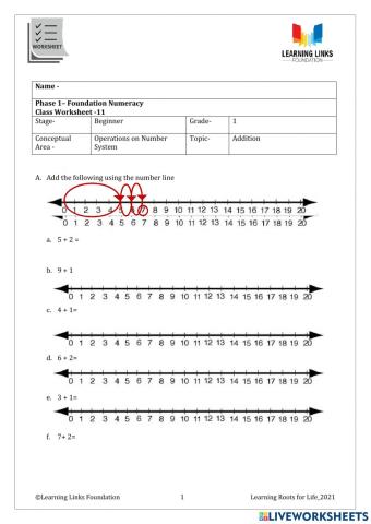 Phase 1– Foundation Numeracy Class Worksheet -11