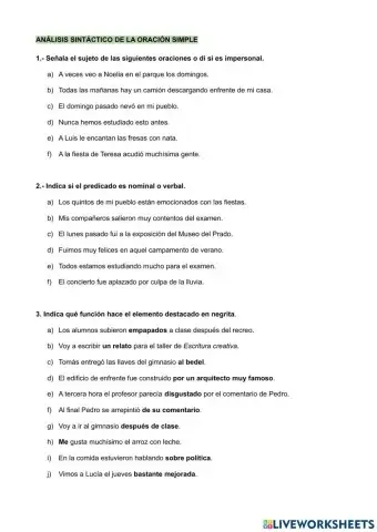 Análisis de la oración simple