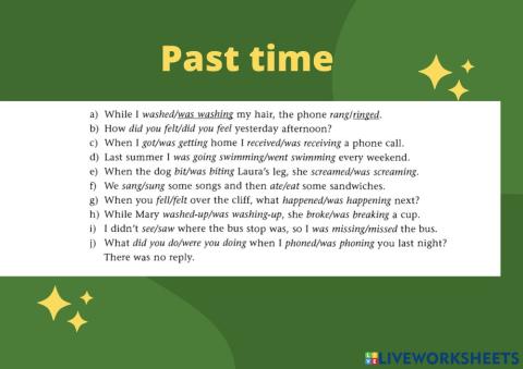 Past time multiple choice