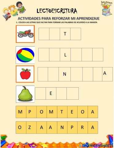 Ejercicios lectoescritura