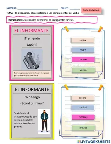 Pleonasmo-Metaplasmo-Complementos del verbo