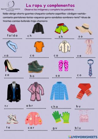 La ropa y complementos