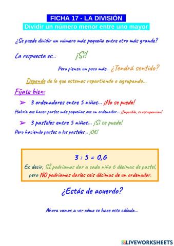 División abn número menor entre número mayor