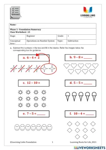 Phase 1– Foundation Numeracy Class Worksheet -15