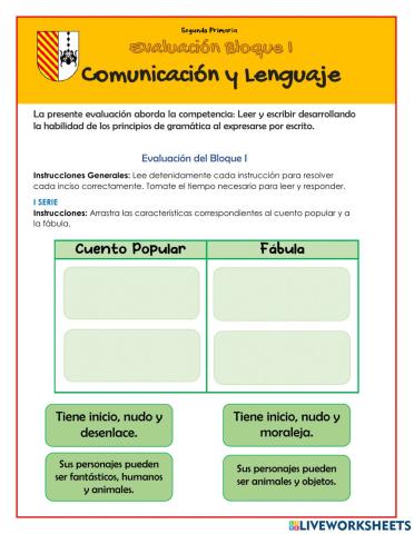 Bloque I: Evaluación de Lenguaje