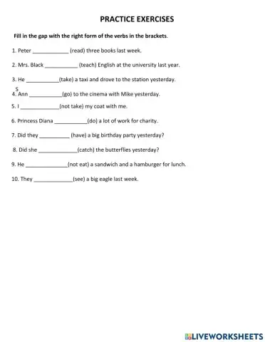 Past simple tense with irregular verbs