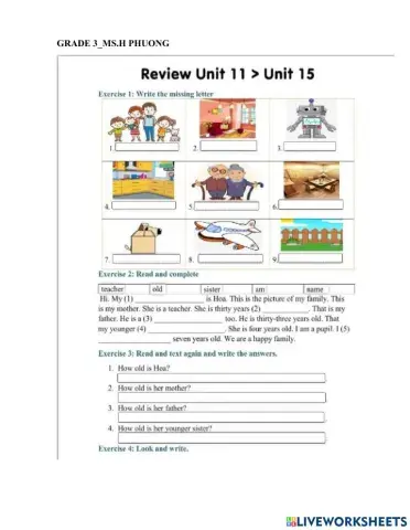 Grade 3. review u11-15