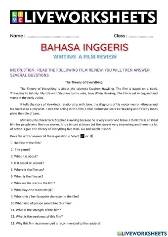 Writing a film review