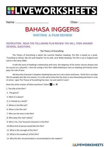 Writing a film review