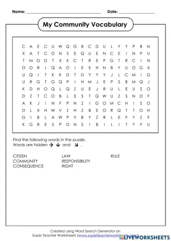 My Community - Vocabulary