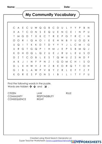 My Community - Vocabulary