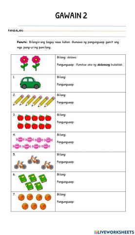 A2-Q3W6-Aralin 18 - Pang-uring Pamilang-ACTIVITIES