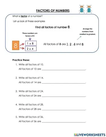 Factors of numbers ( 2 ) year 4