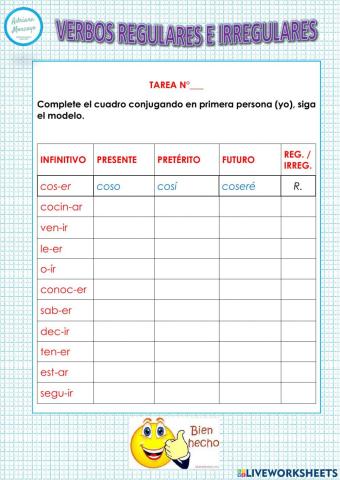 Verbos regulares e irregulares