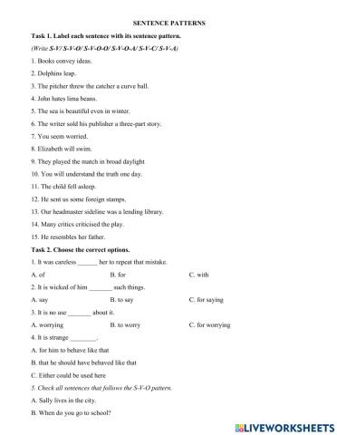 Sentence patterns