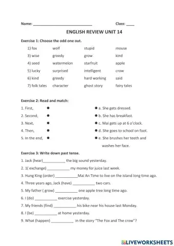 Grade 5 - Review Unit 14