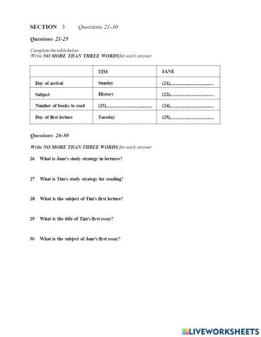 Ielts listening test 1(book 2 part 3)