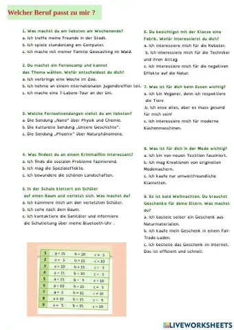 Welcher Beruf passt zu dir?