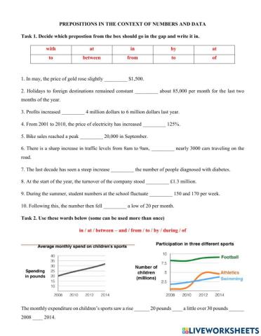 Prepositions in the context of numbers and data