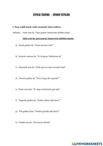 Estilo zuzena eta zehar estiloa