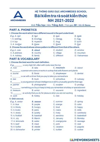 Đề Anh vào 6 đợt vòng 1 Arc 2021-2022