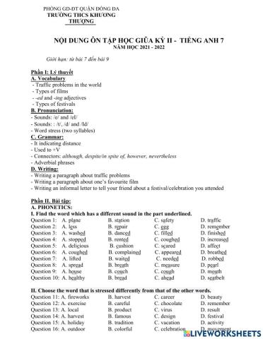 Mid-second term revision