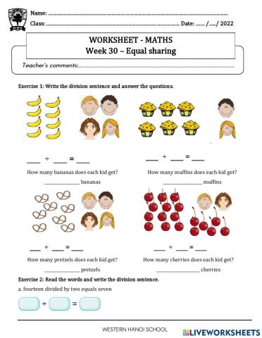2S1 - Week 30 - Equal sharing