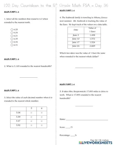 ROUNDING AND cOMPAING DECIMALS