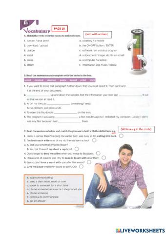 Vocabulary 1a page 10