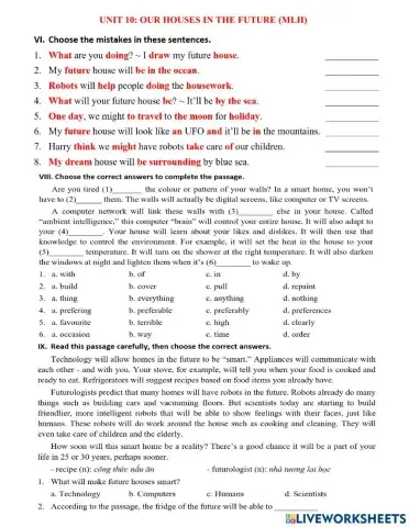 Grade 6 Unit 10 Our houses in the future