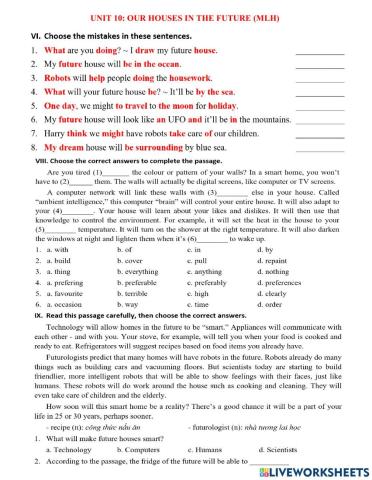 Grade 6 Unit 10 Our houses in the future