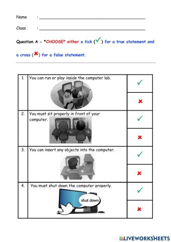 Revision - year 1 RULES & PARTS OF A COMPUTER
