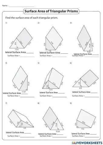 SA of triangular prisms