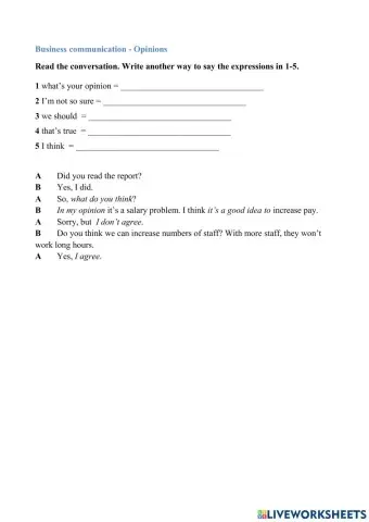 Asking and giving opinions