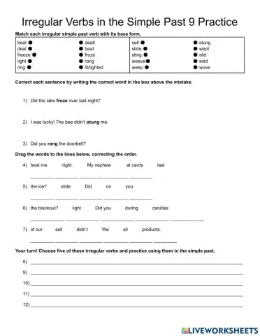 Irregular Verbs in the Simple Past 09 Practice