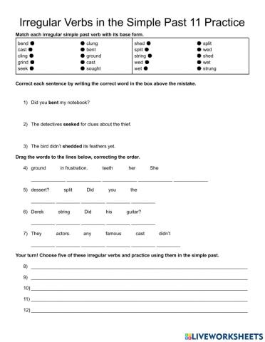 Irregular Verbs in the Simple Past 11 Practice