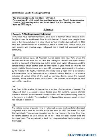 ESB B1 2021B READING