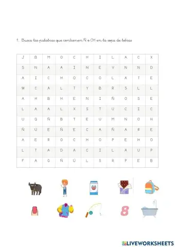 Sopa de letras ch y ñ