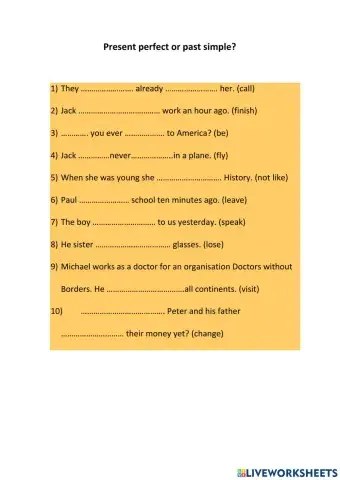 Present perfect x past simple