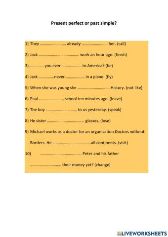 Present perfect x past simple