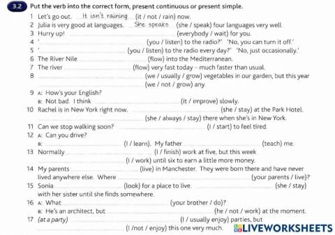 Present simple or present continuous