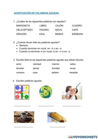 Acentuación de palabras agudas