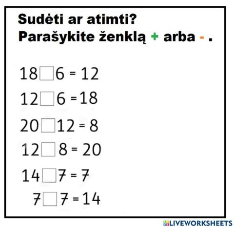 Sudėti ar atimti?